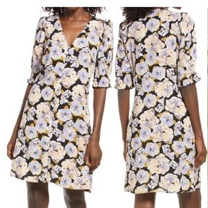 Vero Moda floral elbow sleeve dress small purple evening dress